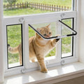 Cat Door for Window, Quick Installation Adjustable Width of 24"-28", 4 Locking Modes, Magnetic Closure Design, Weatherproof Cat Door Window Insert - size: 24-28 inches