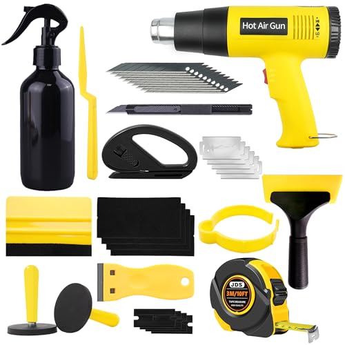 Vinyl Wrap Tool Kit with 2000W Heat Gun, Window Tint & PPF Tools - color: yellow&black