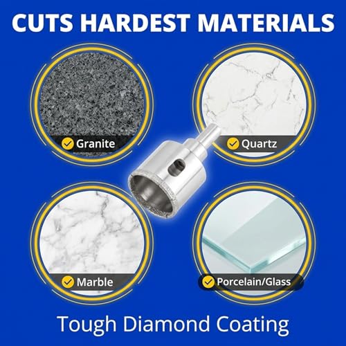 Drilax 1-3/8 Inch Diamond Hole Saw Kit with Water Guide for Countertops - size: 1-3/8 inch