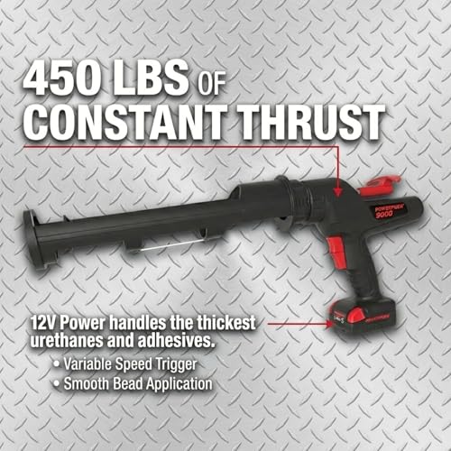 12V Cordless Electric Caulking Gun, 29 oz Cartridge, 450 lb Thrust - size: 29oz / 856ml / 1 Quart, style: Cordless 12V (9000 Series)
