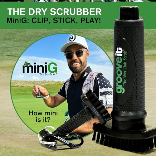 Grooveit Mini Golf Brush The Small MiniG 'Dry Scrubber' Features A Detachable Magnet, Heavy-Duty Nylon Bristles, and 3-Yr Warranty - Used On All Professional Golf Tours - Golf Accessory of 2023 - color: Black