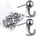 Jetec 30 Pieces Metal Push Pin Hangers Pin Wall Hooks Picture Hanging Picture Nails Frame Oil Painting Hooks on Wooden or Fabric Wall for Home or Office(Silver) - color: Silver