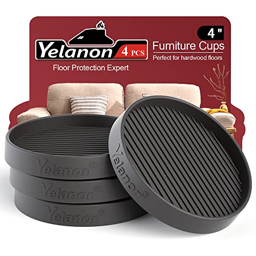 Yelanon Furniture Coasters 4 Pcs 4" Round Black Caster Cups for Hardwood - size: 4pcs 4" Round Black