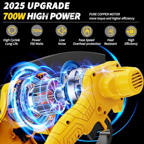 Mini Chainsaw - 6 Inch Battery Chainsaw with Power Display, 2 Batteries Included, Garden Tool for Tree Branch Trimming & Wood Cutting, Ideal Holiday Gifts for Men, Fathers & Gardening Enthusiasts - color: Yellow03