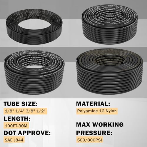 CheeMuii 156PCS Brass DOT Air Line Fittings with 4 Roll 100FT DOT Air Lines - size: 100FT-4ROLL-152PCS