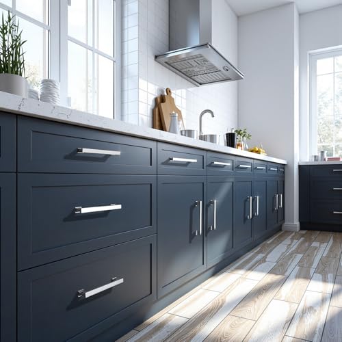 KNOBWELL 6 Pack Polished Chrome Solid Cabinet Pulls 6-3/10 Inch(160mm) Hole Center Kitchen Cabinet Handles,Cabinet Hardware for Cupboard Drawer Pulls - color: Polished Chrome, size: Hole Center：6-3/10 inch（160mm）
