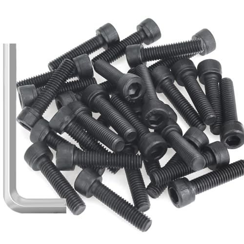 35 Pieces M6 x 25mm Socket Head Cap Screws, Thread Pitch 1.0mm, Sutemribor M6 Black Screws, 12.9 Grade Alloy Steel, Black Oxide Finish, Fully Threaded - size: M6 x 25mm, style: Socket Head