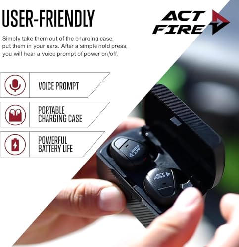 Shooting Protection Ear Plugs with Noise Reduction, Jet Black | Electronic Shooting Earbuds Hearing Protection, Sound Amplification, Modes Switching for Gun Range, Outdoor Use - color: Jet Black