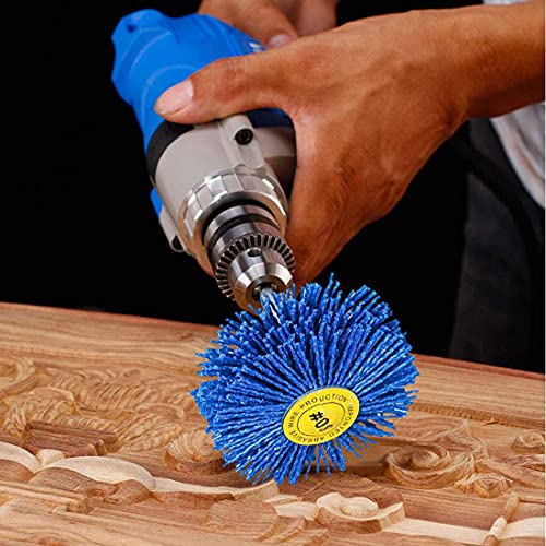 7 Pack Abrasive Nylon Wheel Brush for Drill with 1/4" Shank, (80 120 180 240 320 400 600 ) Grits, Nylon Abrasive Wheel Perfect for Removal of Rust/Corrosion/Paint