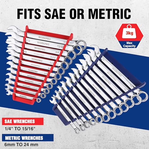 WORKPRO 4-Pack Magnetic Wrench Organizer, Holds 12 Wrenches Each - style: Magnetic Wrench Organizer(4PC)