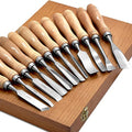 SELFIE CAT 12-Piece HSS Wood Chisel Set, Black Walnut Handles, Wood Case