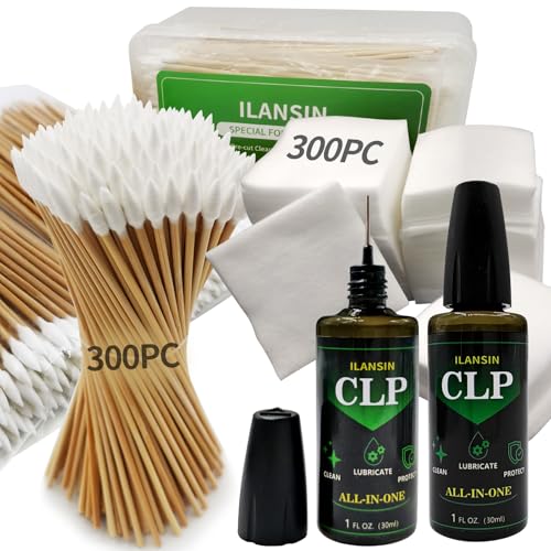1700PCS gun cleaning supplies—1500PCS Gun Cleaning Patches +200PCS Gun Cleaning swabs,2"x2"Lint Free Gun Cleaning Rags,6"Long Cotton swabs for 9mm and All Caliber of Firearms.Gun Cleaning Kit - color: 300Patches+ 300Pointed Swabs+ 2 Bottles CLP