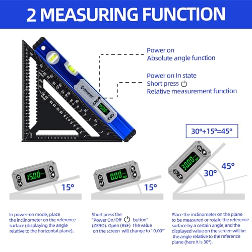 16Inch Digital Level with LCD Display - Aluminum Angle Finder 90°/180°Bubbles with Auto Ligth Up, Inclinometer with Magnetic & Audio Indicator for Woodwork & Home Drainage Leveling.