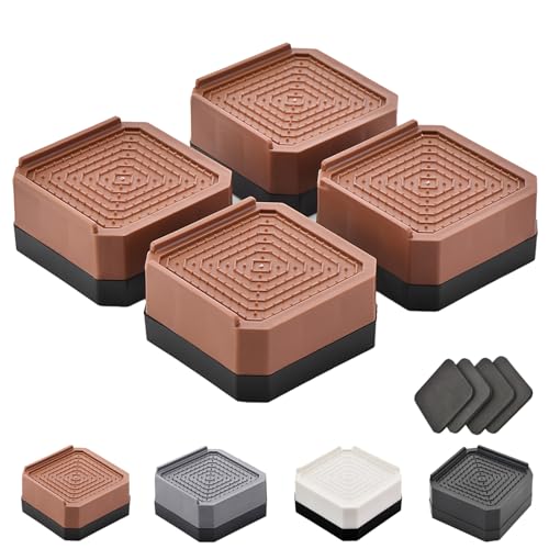 EclatBain Adjustable Bed Risers 1.5 Inch, 4000 lbs, 4 Pack Brown - color: Square-4 Pack-brown, size: 1 Layer(1.5inch)