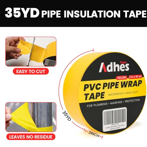 ADHES PVC Pipe Wrap Tape, 2 Inch X 35 Yds, Corrosion Protection Pipe Tape - color: Yellow