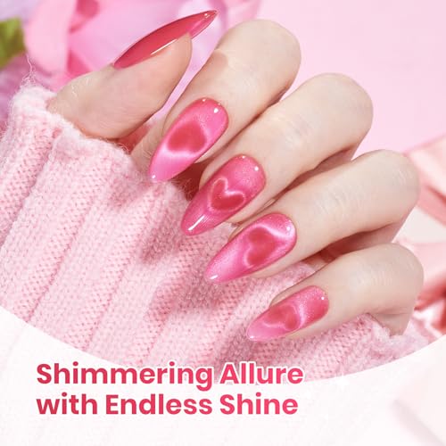 Beetles Pulse of Love Pink Cat Eye Gel Nail Polish Set, 6 Colors Pink Gel - color: A - Cat Eye | Pulse of Love