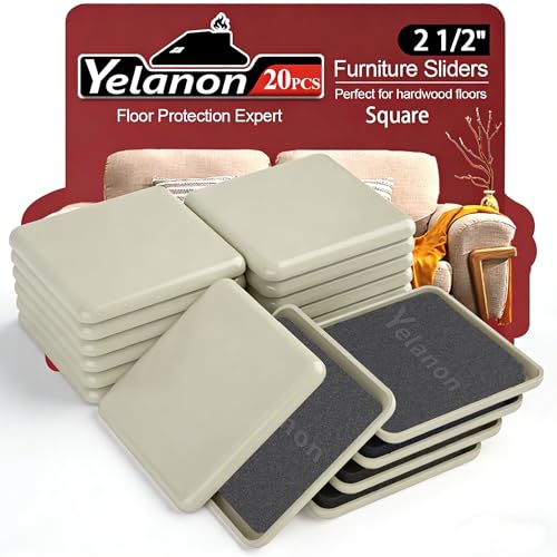 Furniture Sliders 20 pcs-2 1/2” Square Furniture Sliders for Carpet Furniture Pads Hardwoods Floors, Heavy Duty Furniture Movers Sliders Reusable Furniture Moving Pads Floor Protectors for Carpet - size: 20pcs 2.5"beige