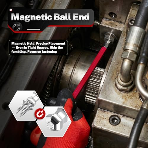 TOMMARS Allen Wrench Sets, SAE, Metric & Torx, Magnetic Ball End T-Handle