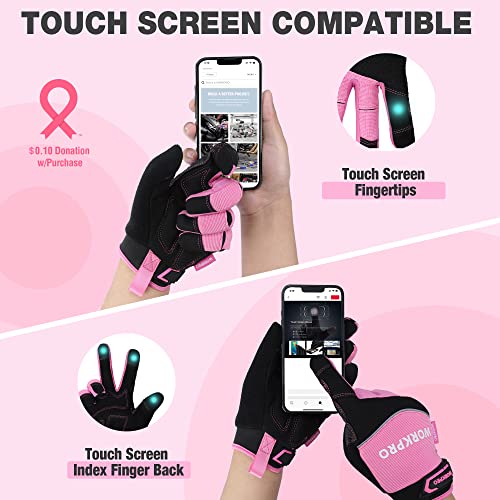 WORKPRO Safety Work Gloves, Mechanic Working Gloves for Men Women, Touch Screen, Terry Fabric, Non-Slip - size: Medium (Pack of 1)