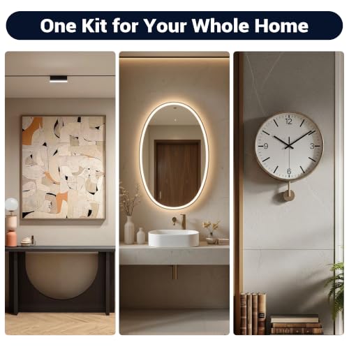 107 Pcs Picture Hanging Kit Hooks: 25 40 65 LB Drywall Picture Hangers Claw Hardware - Tool Nail Free No Damage Heavy Duty Wall Hanger for Room Office Mirror Photo Poster Frame Decor