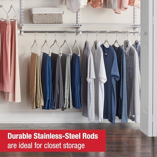 Rubbermaid Configurations Deluxe Custom Closet Kit 4-8Ft. Adjustable Metal Wire Shelving White Finish Expandable Organization System Hardware Included for Home Closet/Pantry/Laundry/Mudroom - color: White, size: 4-8 Feet