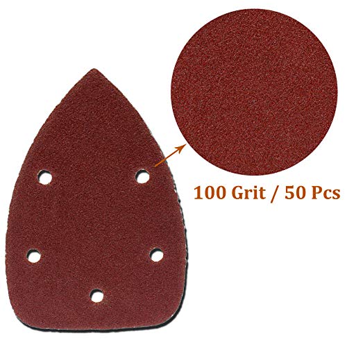 50 Pcs Mouse Detail Sander Sandpaper, 100 Grit, 5 Hole - size: 100 Grit - 50 Pcs