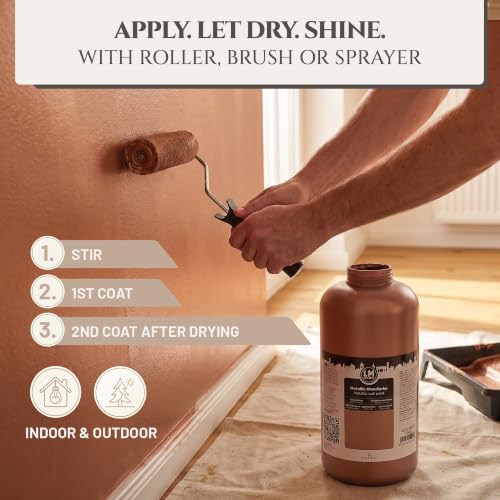 Metallic Wall Paint 67.62 fl oz - Bronze - Stunning Metallic Shine for Stylish Interiors, Easy to Apply, Water-Based, Perfect for Creative Wall Designs & DIY Projects - color: Bronze