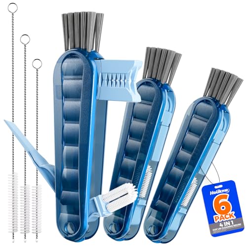 Holikme 6 Pack 4 in 1 Cup Lid Cleaning Brush 3 Straws Bottle Brush,Navy - color: Navy