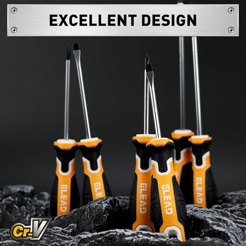 6-Piece Magnetic Screwdrivers Set, 3 Phillips and 3 Slotted Tips Professional Cushion Grip Screwdriver Set - style: 6-Piece Magnetic Screwdriver Set