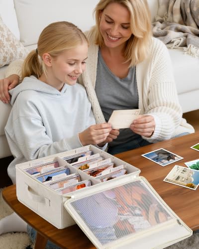 HULISEN Photo Storage Box, Photo Organizer for 2000 4x6 Pictures, Beige - color: Beige