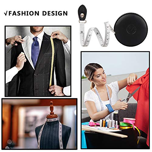 Sewing Tape Measure, Medical Body Cloth Tailor Craft Dieting Measuring Tape, 60 Inch/1.5M Dual Sided Retractable Ruler with Push Button Round(1 Pack, Black) - color: Black 1 pack
