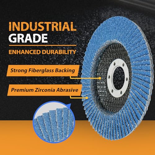LotFancy Flap Disc 4 1/2” for Angle Grinder, 40 Grit, Bevel Type 29, Premium Zirconia Abrasive Grinding Wheels, 4.5" x 7/8” Flap Sanding Disc for Metal, Stainless Steel, 10-Pack - style: 10 Pack (40 Grit T29 Zirconia)