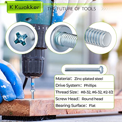 651Pcs #8-32#6-32#2-1/2 Machine Screw Phillips Pan Head Set Screws Assorted Nuts and Bolts and Washers, Cabinet Door and Drawer Screws - size: G. #8-32#6-32#2-1/2