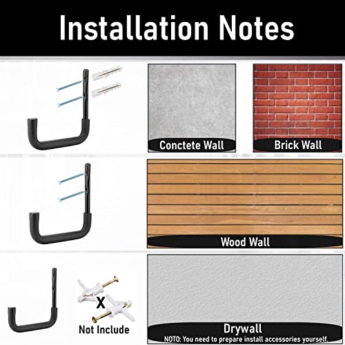 8 Pack Ladder Hooks 9.8Inch Garage Storage Utility Hook Heavy Duty Wall Mounted Storage Organizer Hanging Folding Chair Bike Ski Tool - style: 9.8Inch, Pack of 8