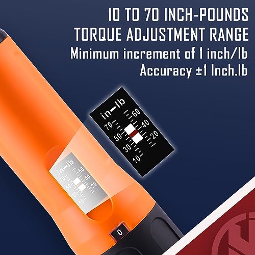 KNINE OUTDOORS Torque Screwdriver Wrench Driver Set 10-70 Inch Pounds lbs for Maintenance with T-bar Handle, 40 Hex Bits, 1/4" Socket, Shaft Extension, For Tools, Bike Repairing and Mounting (Orange) - color: Orange