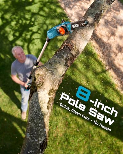SEESII 21V 8-Inch Electric Pole Saw, Battery & Charger Included - color: True Blue