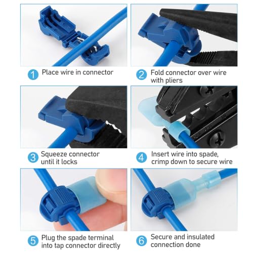 TICONN T Tap Wire Connectors, T Wire Quick Splice Connector, T Connectors for Wiring with Storage Case (Blue 80 Pcs) - style: Blue 80 Pcs