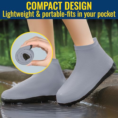Rain Shoe Covers Waterproof Reusable Galoshes Overshoes - color: Grey, size: Medium