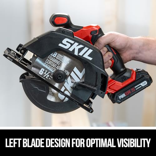 SKIL PWR CORE 20 Brushless 20V 6-1/2-Inch Cordless Compact Circular Saw Kit for Wood Cutting, Includes 2.0Ah Battery and Charger - CR6413B-11 - style: 6-1/2 In. Brushless Circular Saw Kit