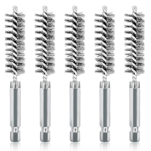 5Pcs 9/16" Stainless Steel Wire Bore Brush for Power Drill Cleaning - size: 14mm | 9/16"