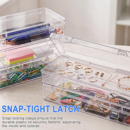 Jetec 6 Pieces Small Clear Plastic Storage Box, 6.1 x 2.6 x 1.2 Inch - size: 6.1 x 2.6 x 1.2 Inch
