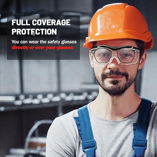 WORKPRO Safety Glasses, z87 Safety Goggles with Adjustable Temples, Lab Goggles with Anti Fog Coating