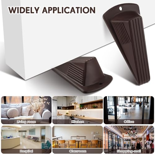 Frienda 2 Pcs Heavy Duty Rubber Door Stops Wedge Stackable,Coffee - color: Coffee