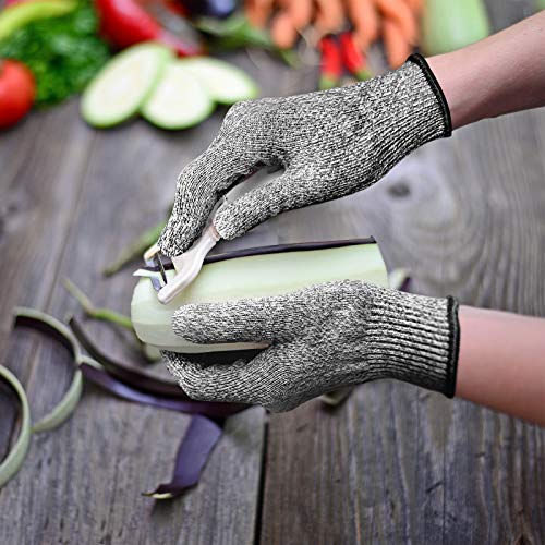 Evridwear Cut Resistant Gloves Food Grade Level 5 Kitchen Safety Protection (Gray, Medium) - color: Gray, size: Medium (Pack of 1)