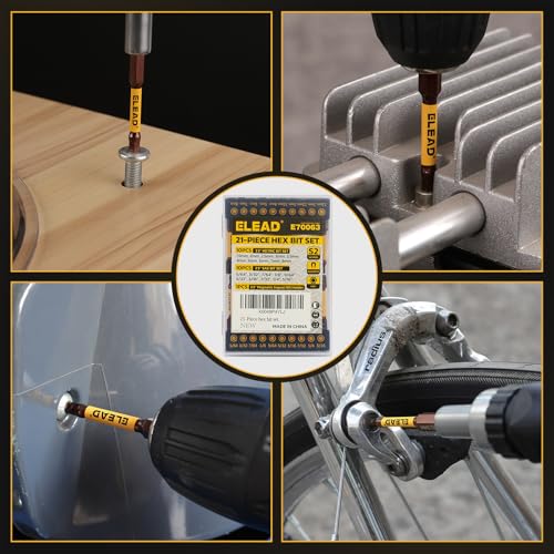 21-Piece 2.5" Allen-Wrench Hex Drill Bit Set, Durable Impact Allen Key Set, Long-Lasting Strong Magnetic Hex Screwdriver Bit Set, SAE & Metric Size, Mechanic Automotive Furniture DIY Home Repairs - size: 21-Piece