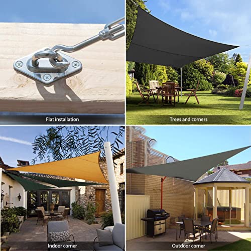 HYASIA Sun Shade Sail Hardware Kit 8 Inch for Rectangle & Triangle Shade Sail Install, Stainless Steel ShadeSail Fixing Accessories for Outdoor Patio Canopy Garden, Heavy Duty Awning Attachment 40 Set