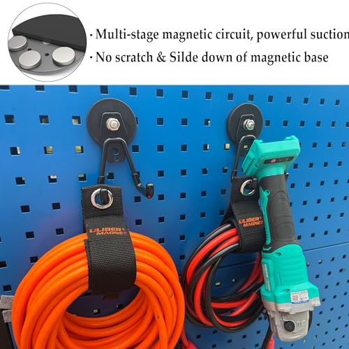 ULIBERMAGNET Heavy Duty Magnetic Garage Hooks,4 Pack Strong Large Magnet Hook for Power Drill,Garden Tools,Hose,Pegboard,Garage, Workshop,Magnetic Storage Hooks for Indoor Outdoor Hanging(Black) - style: 2.59INCH 4PACK Black Medium Hooks
