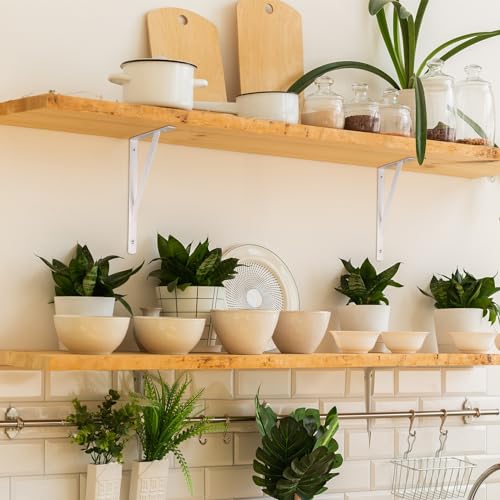 8 Pcs Heavy Duty Shelf Brackets, Floating Metal Shelf Brackets, Metal Wall Mount L Shaped Shelves Support Angle Brackets for Heavy Duty Floating Shelves Shelf Brackets (7.87x4.72 inch White) - size: 7.87 x 4.72 inch White