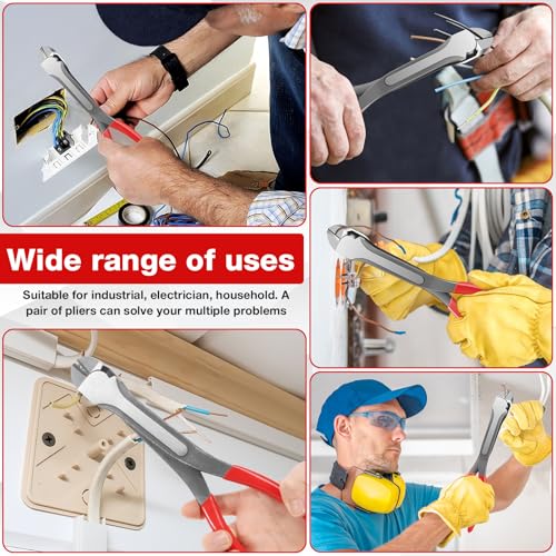 11 inch Diagonal Cutting Pliers - Chromium Vanadium Steel Heavy Duty Side Pliers, High Leverage Wire Cutter for Wires, Cables, Steel Wires and Zippers