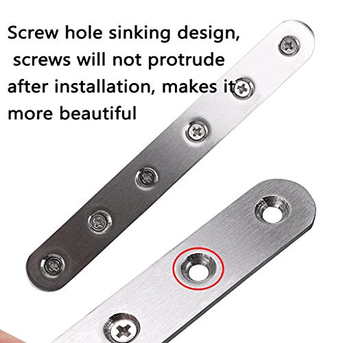 Sumnacon 8 Pcs Stainless Steel Flat Plates - 6 Inch Heavy Duty Mending Plate Straight Corner Brace Brackets Connector Furniture Repair Fixing Joint with Screws, Silver - size: 6 Inch Silver